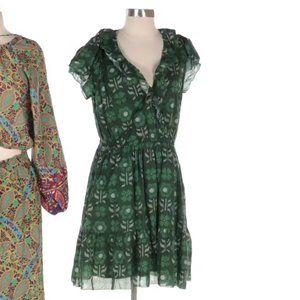 NWT Trovata Birds of Paradis Marcella Cotton Mini Dress in Clover Patch Sz Med